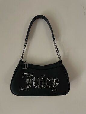 Juicy Couture Black Studded Script Shoulder Bag